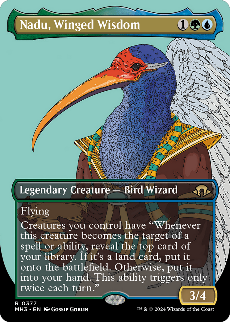 Nadu, Winged Wisdom (Borderless) [Modern Horizons 3] MTG Single Magic: The Gathering    | Red Claw Gaming