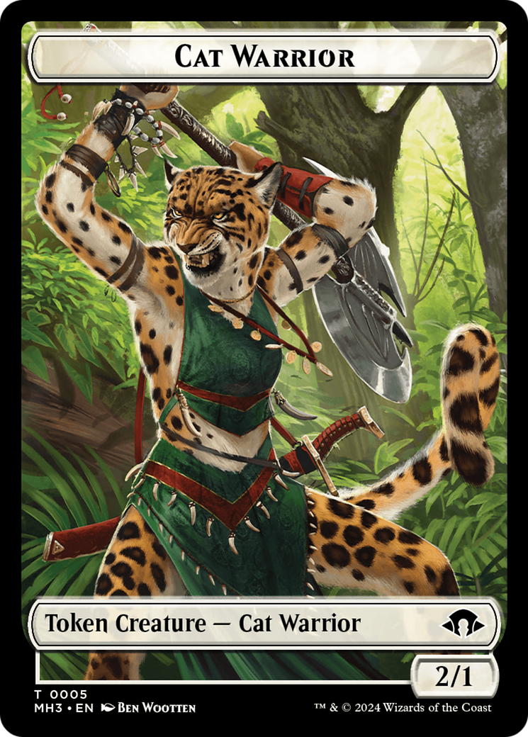 Cat Warrior // Energy Reserve Double-Sided Token [Modern Horizons 3 Tokens] MTG Single Magic: The Gathering    | Red Claw Gaming