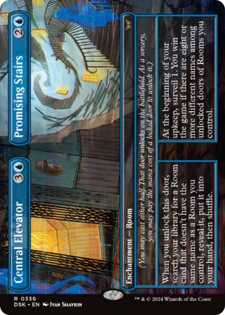 Central Elevator // Promising Stairs (Borderless) [Duskmourn: House of Horror] MTG Single Magic: The Gathering    | Red Claw Gaming