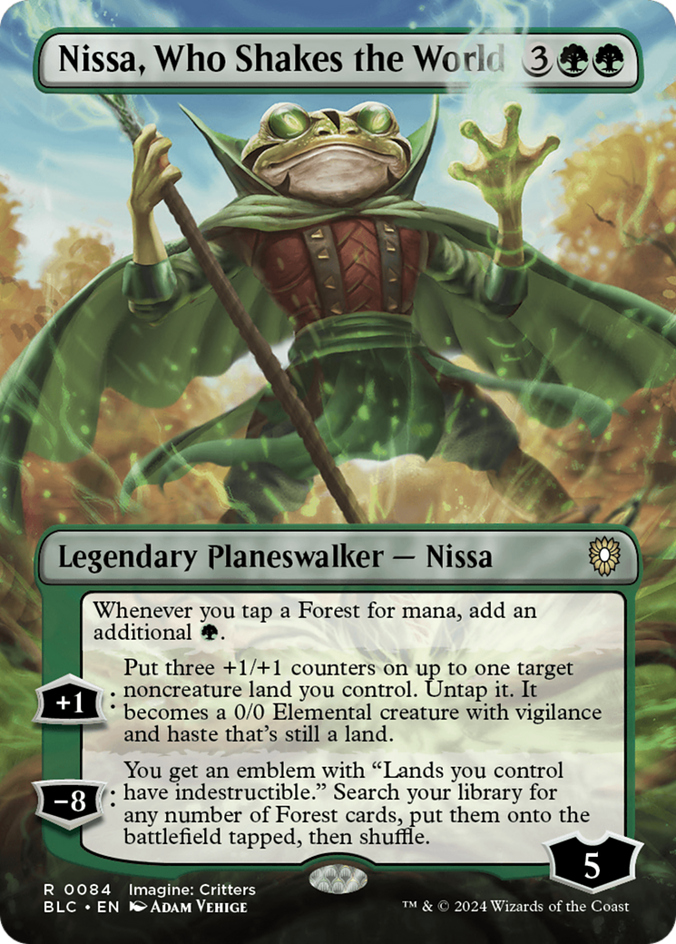 Nissa, Who Shakes the World (Borderless) [Bloomburrow Commander] MTG Single Magic: The Gathering    | Red Claw Gaming