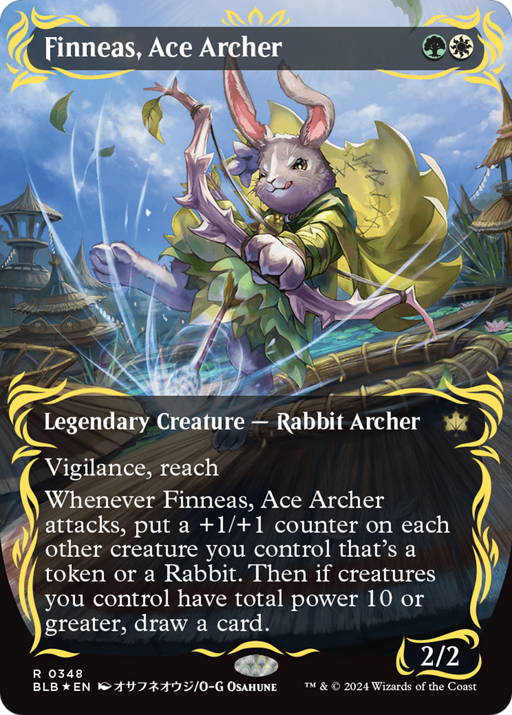 Finneas, Ace Archer (Borderless) (Raised Foil) [Bloomburrow] MTG Single Magic: The Gathering    | Red Claw Gaming