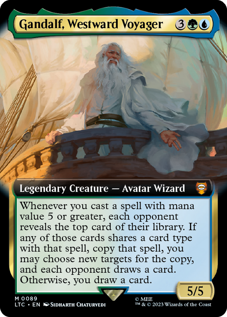 Gandalf, Westward Voyager (Extended Art) [The Lord of the Rings: Tales of Middle-Earth Commander] MTG Single Magic: The Gathering | Red Claw Gaming