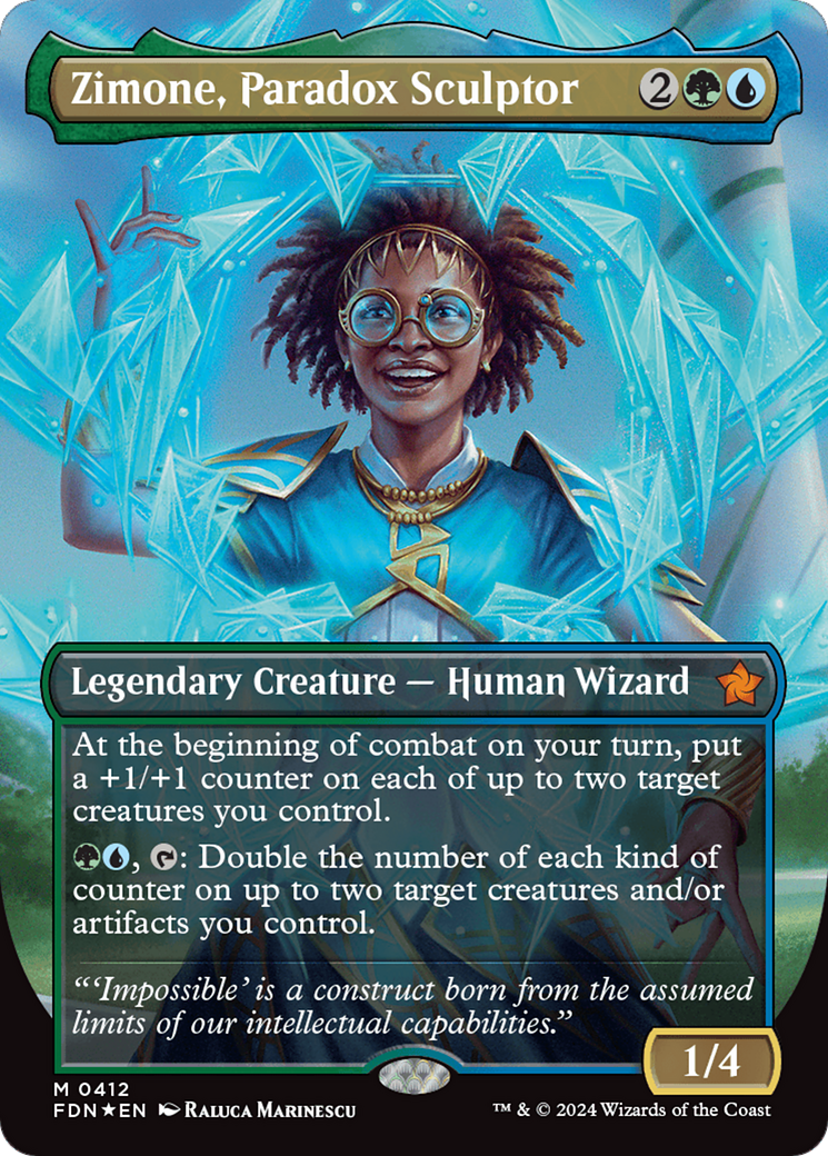 Zimone, Paradox Sculptor (Borderless) (Mana Foil) [Foundations] | Red Claw Gaming