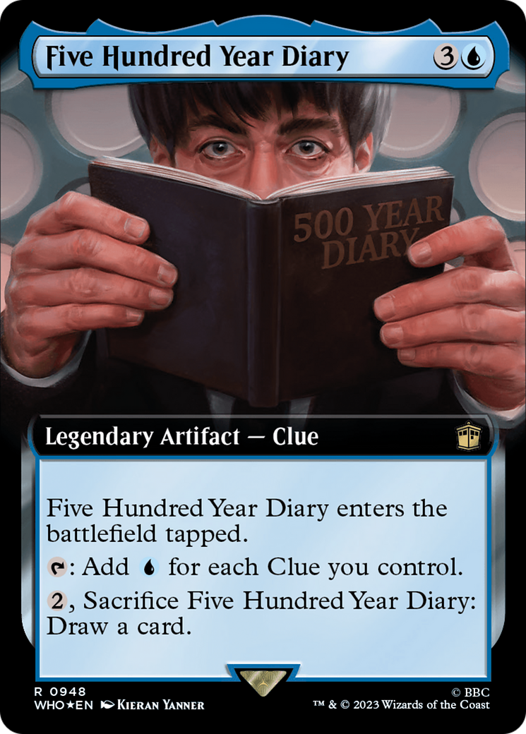 Five Hundred Year Diary (Extended Art) (Surge Foil) [Doctor Who] MTG Single Magic: The Gathering    | Red Claw Gaming