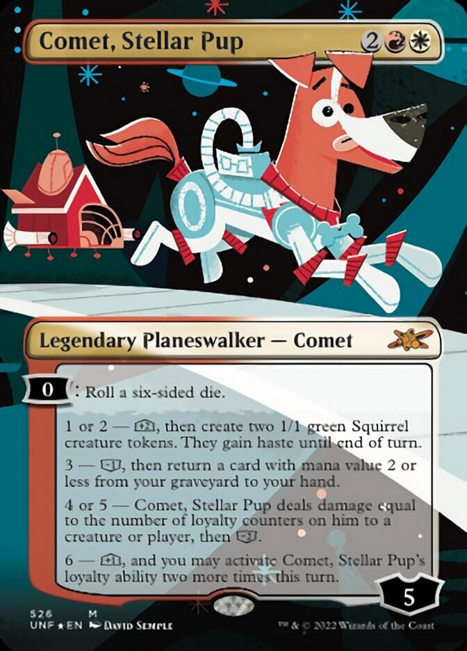 Comet, Stellar Pup (Borderless) (Galaxy Foil) [Unfinity] MTG Single Magic: The Gathering    | Red Claw Gaming