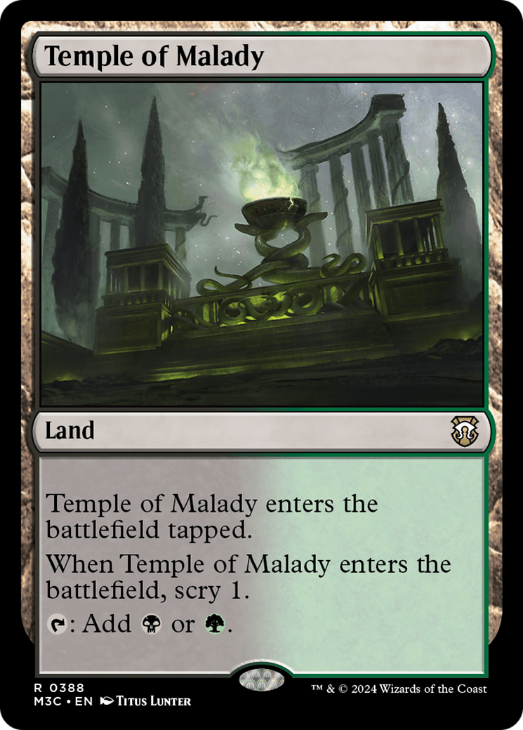 Temple of Malady (Ripple Foil) [Modern Horizons 3 Commander] MTG Single Magic: The Gathering    | Red Claw Gaming