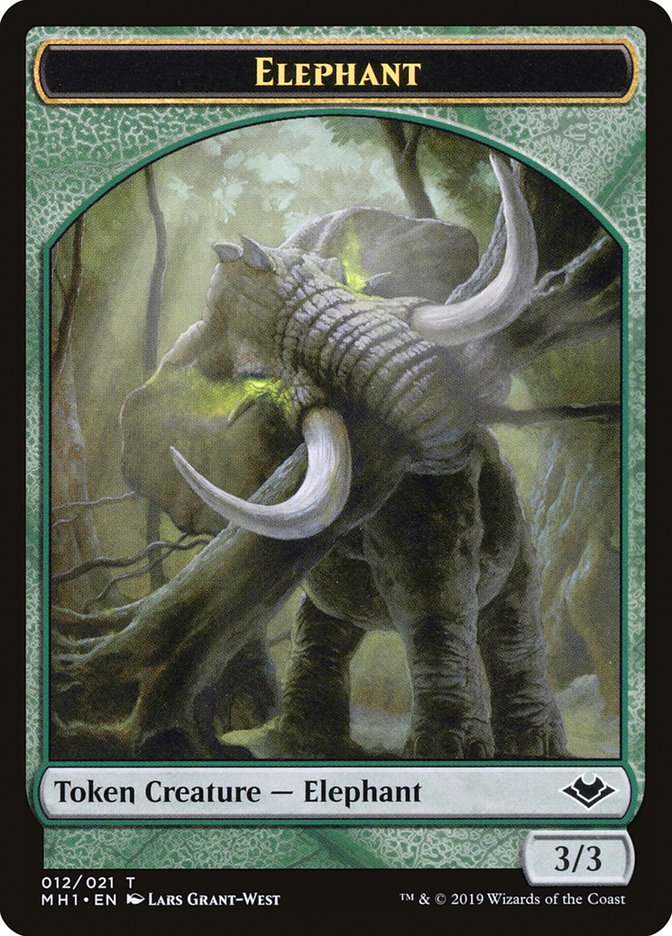 Zombie (007) // Elephant (012) Double-Sided Token [Modern Horizons Tokens] MTG Single Magic: The Gathering    | Red Claw Gaming