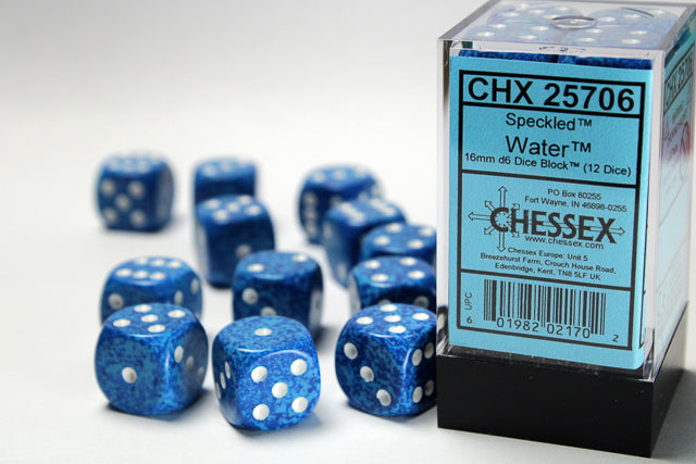 Speckled Water 16mm D6 Dice Chessex    | Red Claw Gaming