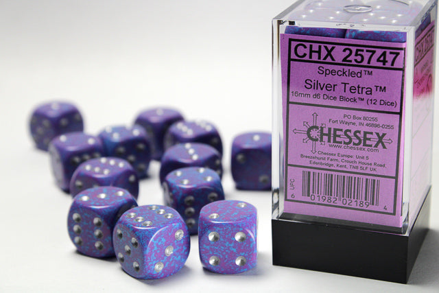 Speckled Silver Tetra 16mm D6 Dice Chessex    | Red Claw Gaming