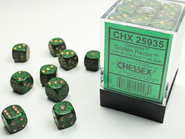 Speckled Golden Recon 12mm D6 Dice Chessex    | Red Claw Gaming