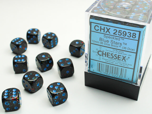 Speckled Blue Stars 12mm D6 Dice Chessex    | Red Claw Gaming