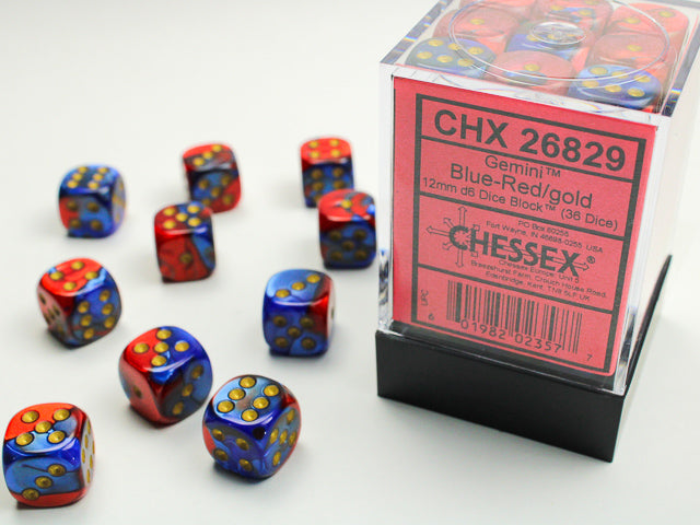 Gemini® 12mm d6 Blue-Red/gold Dice Block Dice Chessex    | Red Claw Gaming