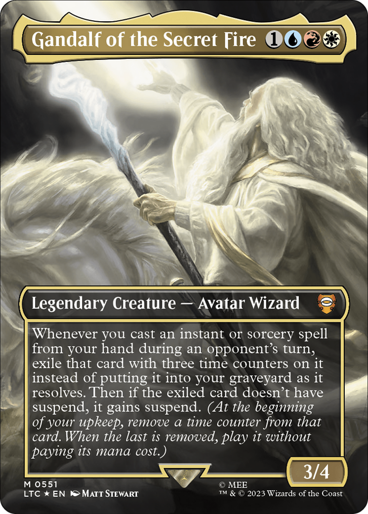 Gandalf of the Secret Fire (Borderless) (Surge Foil) [The Lord of the Rings: Tales of Middle-Earth Commander] MTG Single Magic: The Gathering | Red Claw Gaming