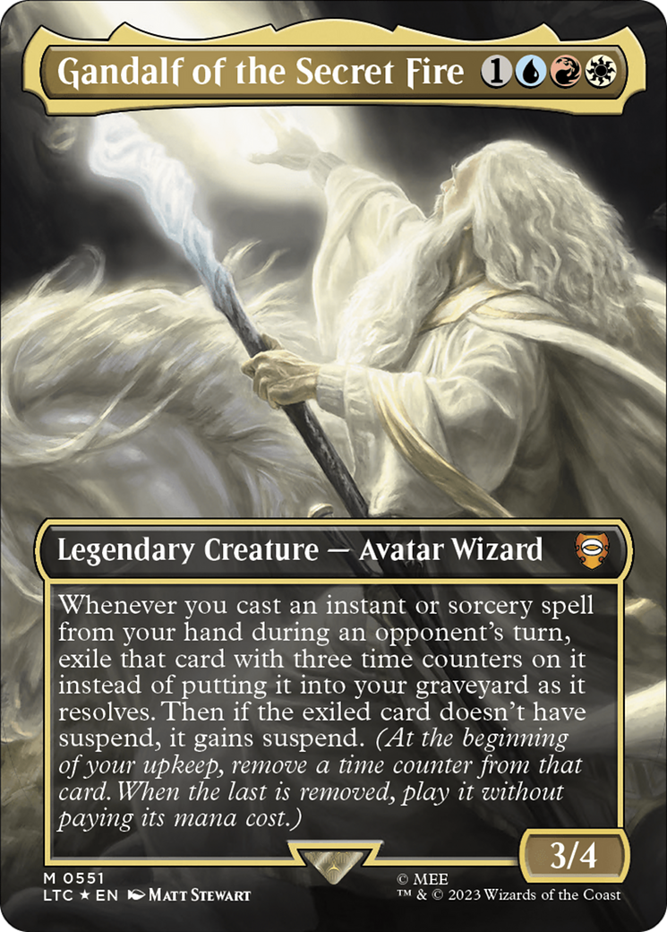 Gandalf of the Secret Fire (Borderless) (Surge Foil) [The Lord of the Rings: Tales of Middle-Earth Commander] MTG Single Magic: The Gathering    | Red Claw Gaming