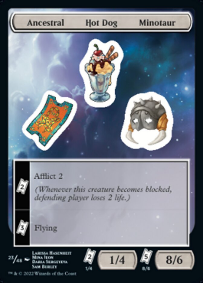 Ancestral Hot Dog Minotaur [Unfinity Stickers] MTG Single Magic: The Gathering    | Red Claw Gaming