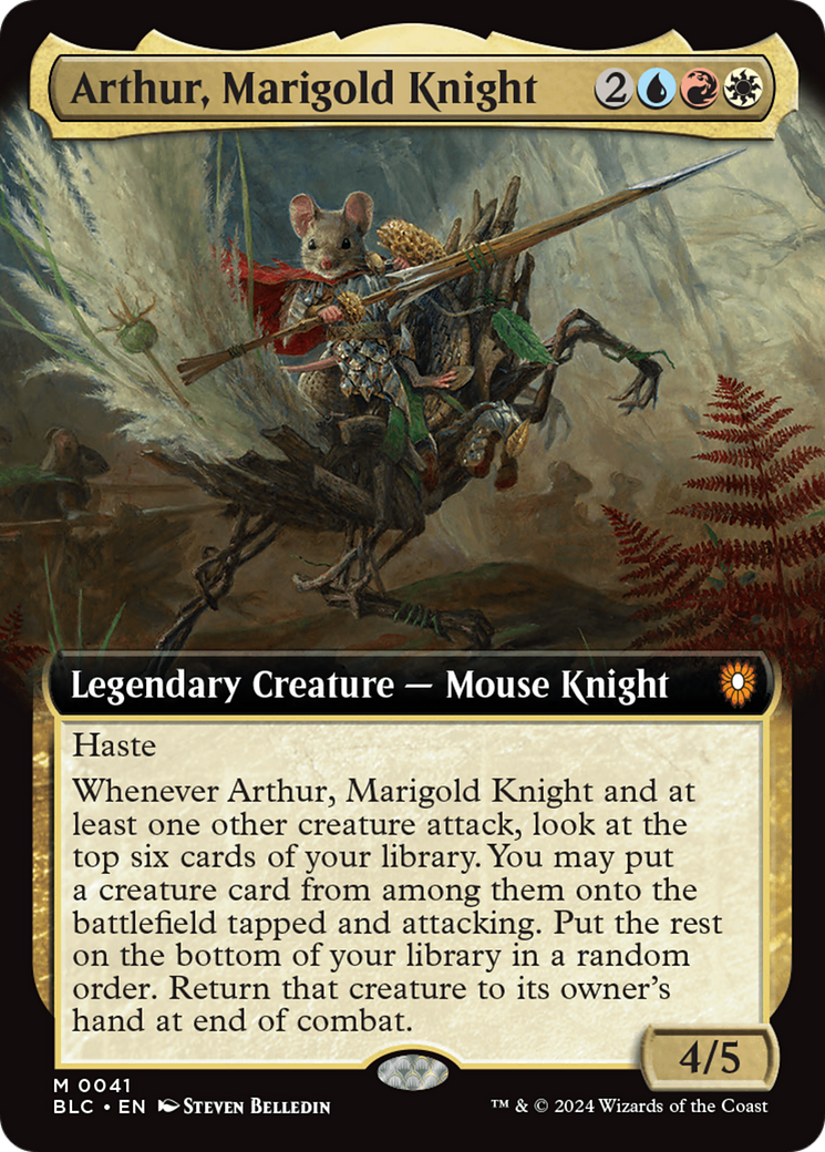 Arthur, Marigold Knight (Extended Art) [Bloomburrow Commander] MTG Single Magic: The Gathering    | Red Claw Gaming