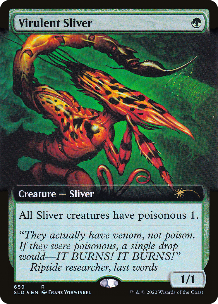 Virulent Sliver (Extended Art) (Step-and-Compleat Foil) [Secret Lair Drop Promos] MTG Single Magic: The Gathering    | Red Claw Gaming