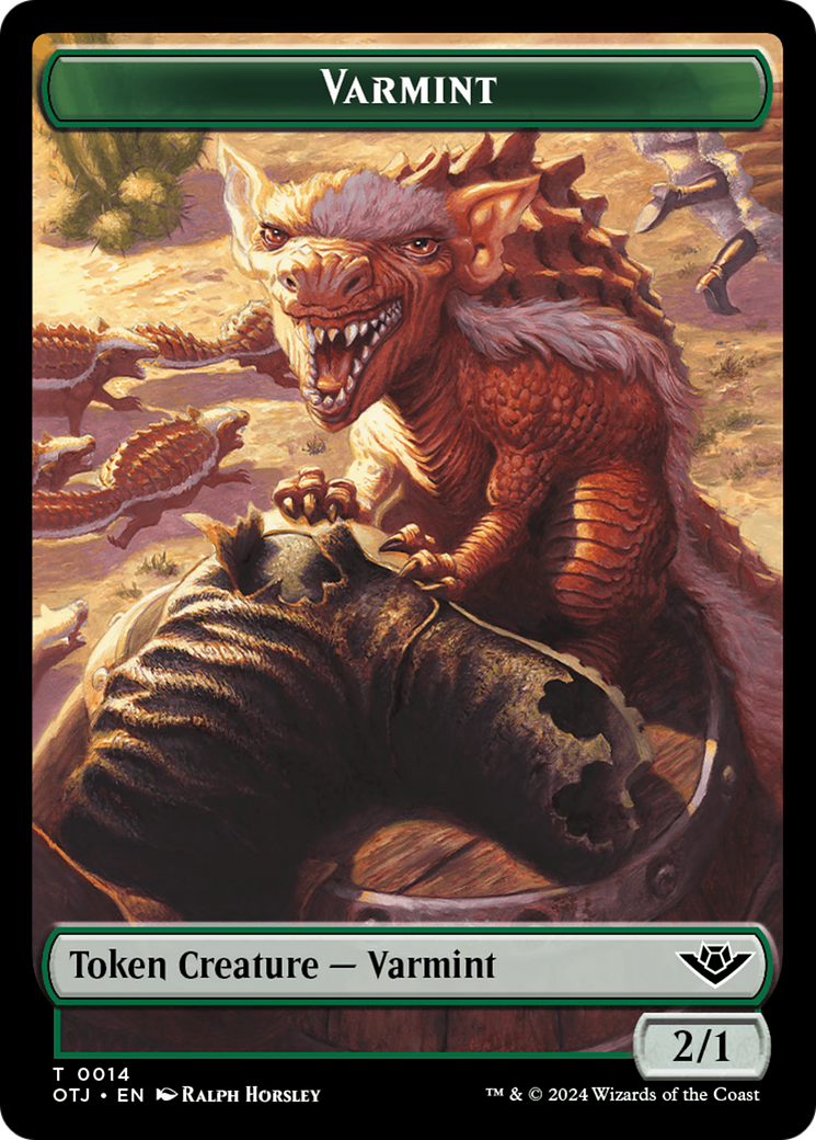 Mercenary // Varmint Double-Sided Token [Outlaws of Thunder Junction Tokens] MTG Single Magic: The Gathering    | Red Claw Gaming