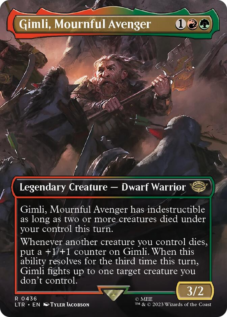 Gimli, Mournful Avenger (Borderless Alternate Art) [The Lord of the Rings: Tales of Middle-Earth] MTG Single Magic: The Gathering | Red Claw Gaming