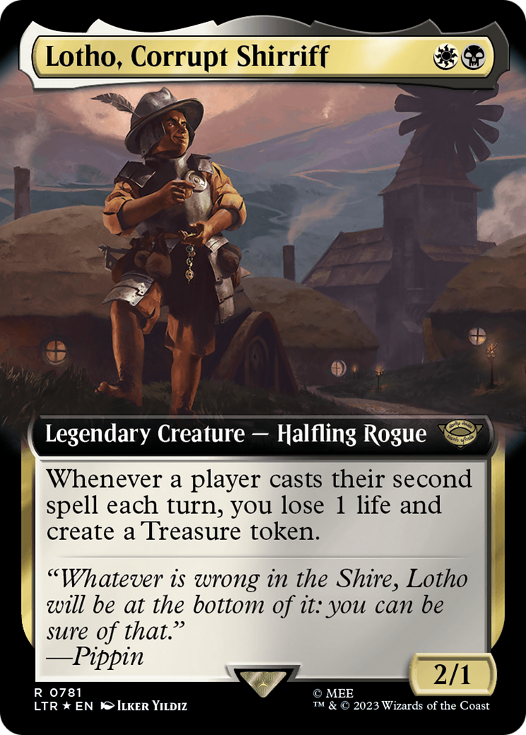 Lotho, Corrupt Shirriff (Extended Art) (Surge Foil) [The Lord of the Rings: Tales of Middle-Earth] MTG Single Magic: The Gathering | Red Claw Gaming