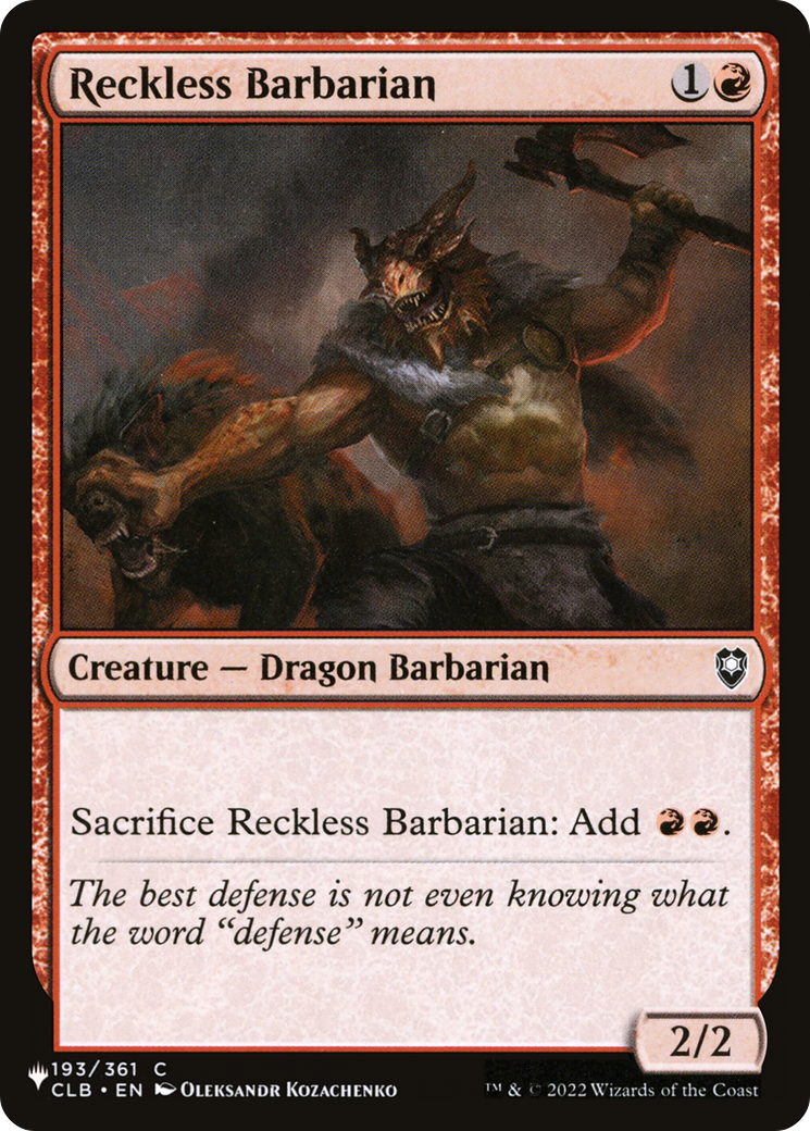 Reckless Barbarian [The List] MTG Single Magic: The Gathering | Red Claw Gaming