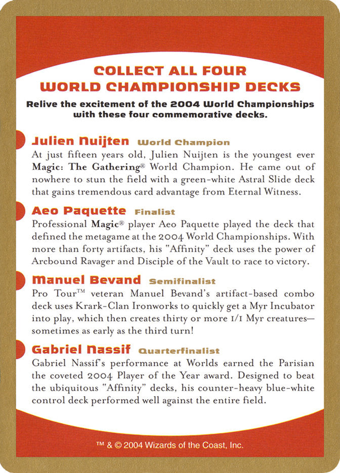 2004 World Championships Ad [World Championship Decks 2004] MTG Single Magic: The Gathering    | Red Claw Gaming