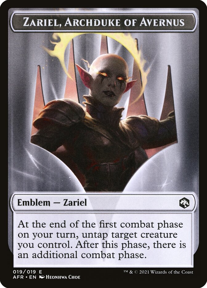 Spider // Zariel, Archduke of Avernus Emblem Double-Sided Token [Dungeons & Dragons: Adventures in the Forgotten Realms Tokens] MTG Single Magic: The Gathering    | Red Claw Gaming