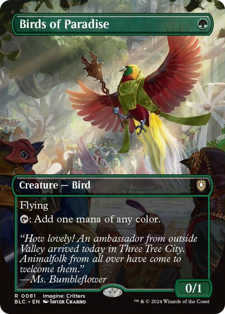 Birds of Paradise (Borderless) [Bloomburrow Commander] MTG Single Magic: The Gathering    | Red Claw Gaming