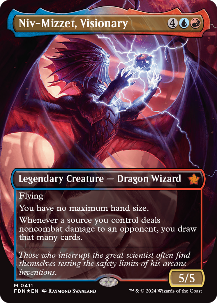 Niv-Mizzet, Visionary (Borderless) (Mana Foil) [Foundations] MTG Single Magic: The Gathering    | Red Claw Gaming