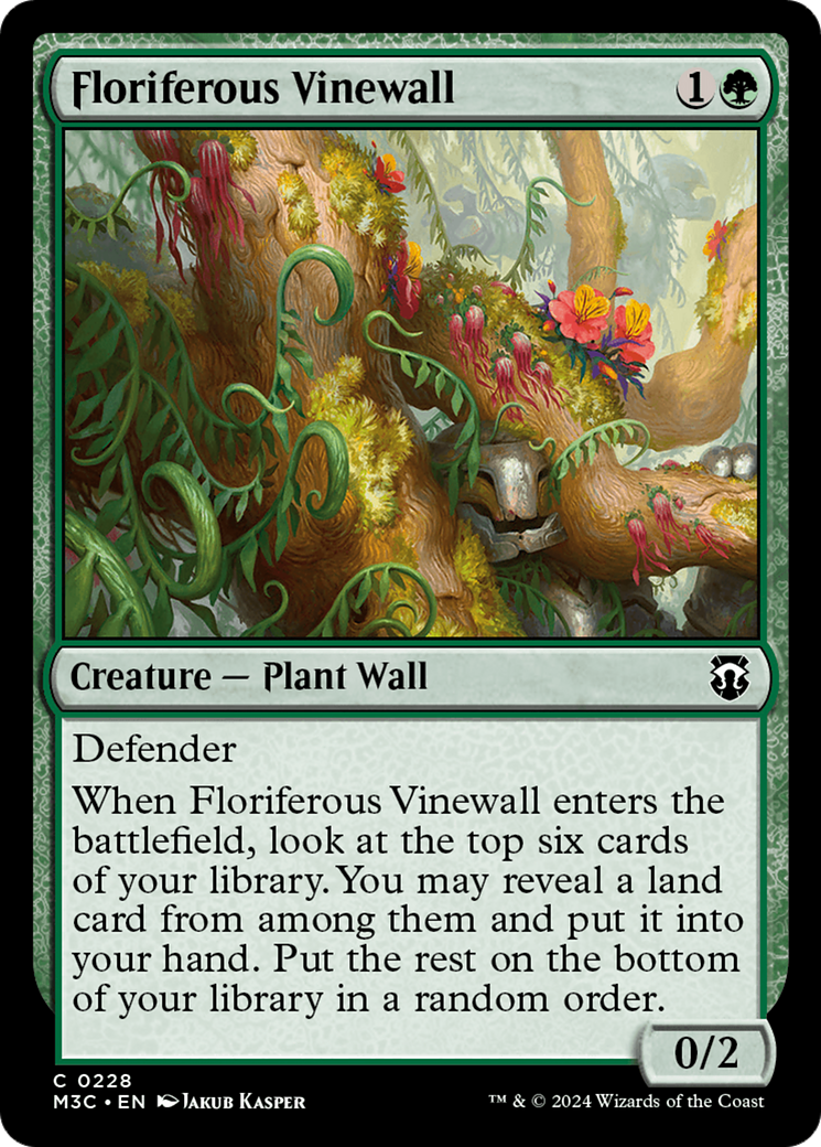 Floriferous Vinewall (Ripple Foil) [Modern Horizons 3 Commander] MTG Single Magic: The Gathering    | Red Claw Gaming