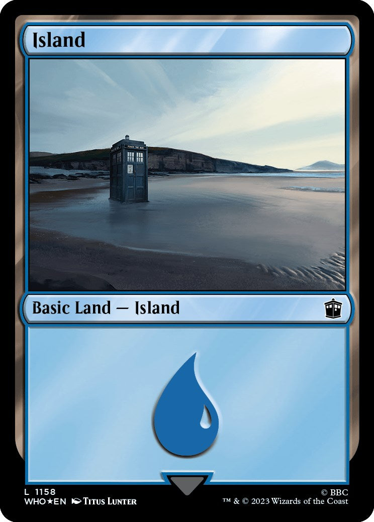 Island (1158) (Surge Foil) [Doctor Who] MTG Single Magic: The Gathering    | Red Claw Gaming