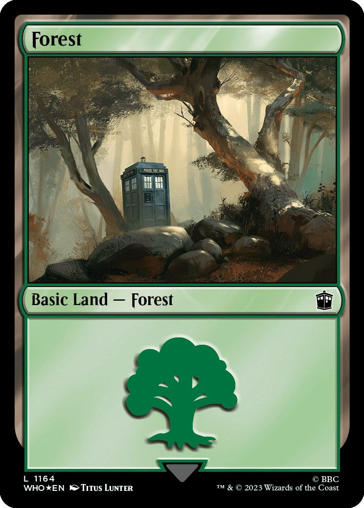 Forest (1164) (Surge Foil) [Doctor Who] MTG Single Magic: The Gathering    | Red Claw Gaming