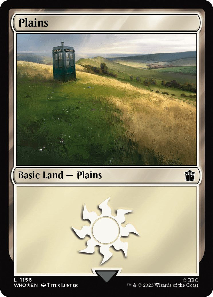 Plains (1156) (Surge Foil) [Doctor Who] MTG Single Magic: The Gathering    | Red Claw Gaming