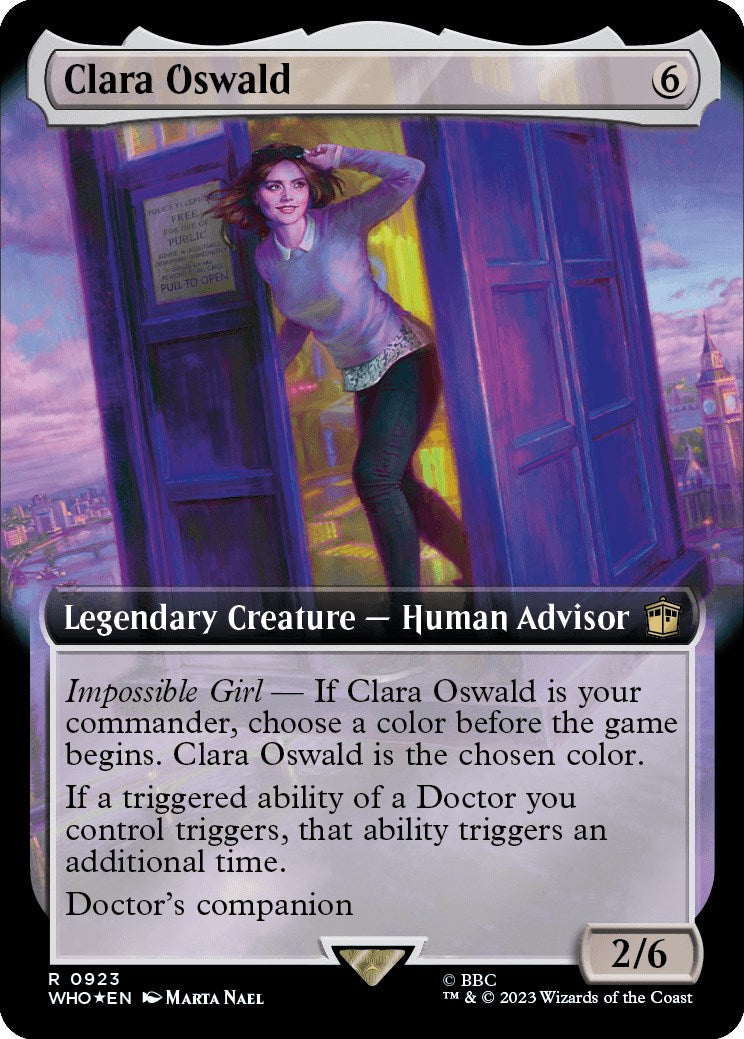 Clara Oswald (Extended Art) (Surge Foil) [Doctor Who] MTG Single Magic: The Gathering    | Red Claw Gaming