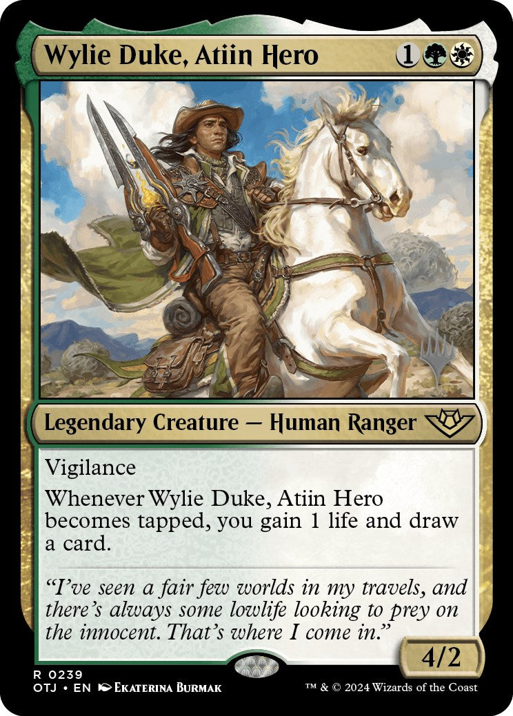 Wylie Duke, Atiin Hero (Promo Pack) [Outlaws of Thunder Junction Promos] MTG Single Magic: The Gathering    | Red Claw Gaming