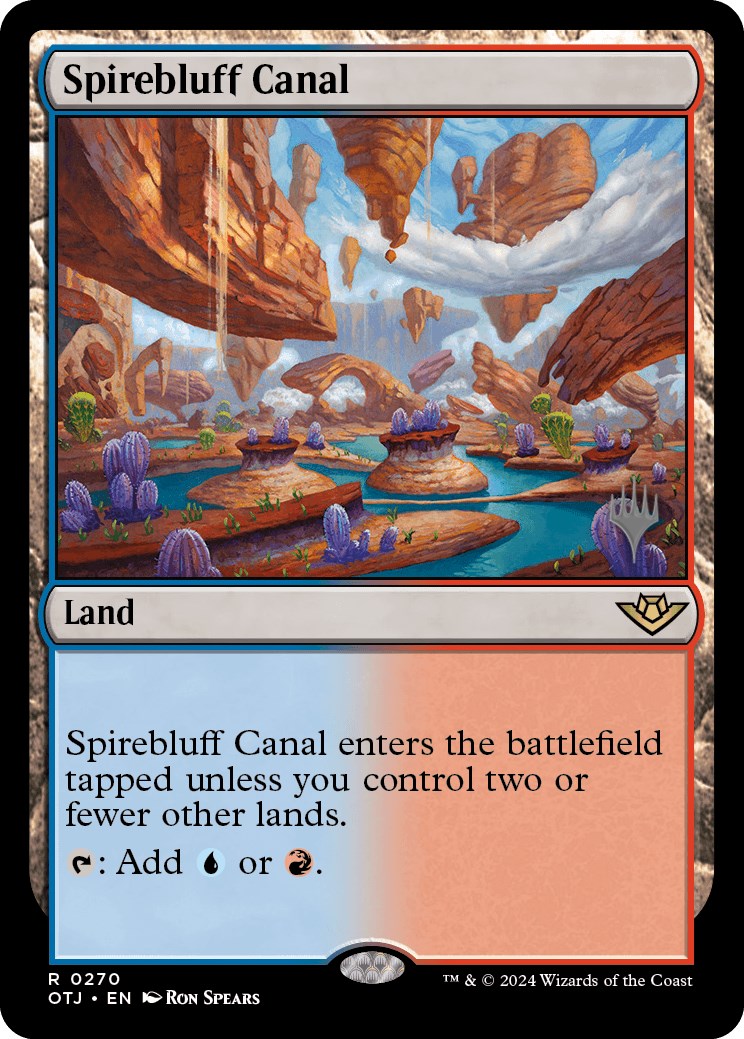 Spirebluff Canal (Promo Pack) [Outlaws of Thunder Junction Promos] MTG Single Magic: The Gathering    | Red Claw Gaming