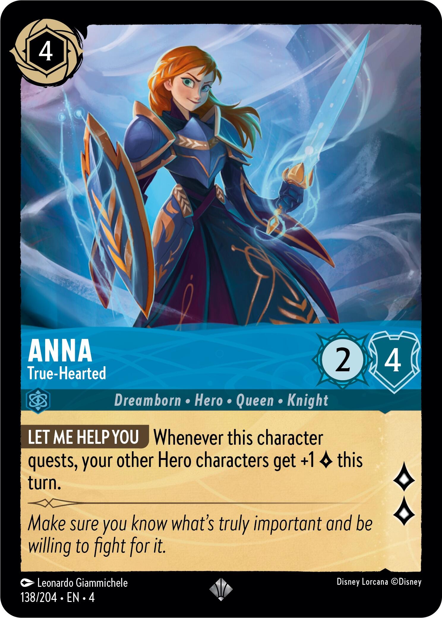 Anna - True-Hearted (138/204) [Ursula's Return] Lorcana Single Disney    | Red Claw Gaming