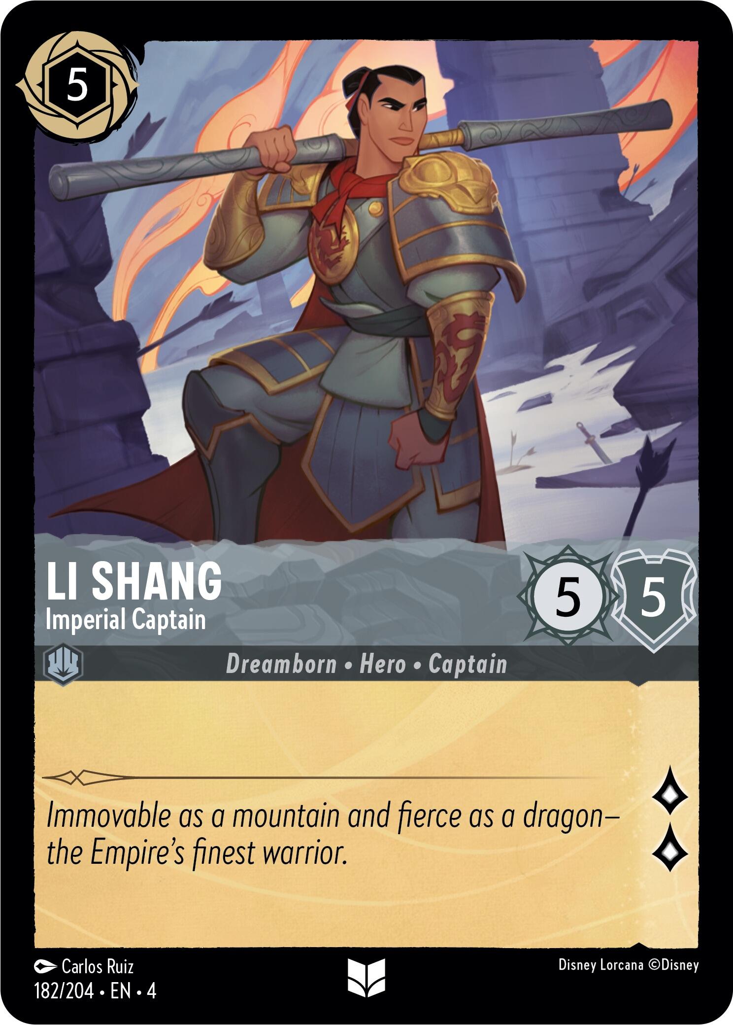 Li Shang - Imperial Captain (182/204) [Ursula's Return] Lorcana Single Disney    | Red Claw Gaming