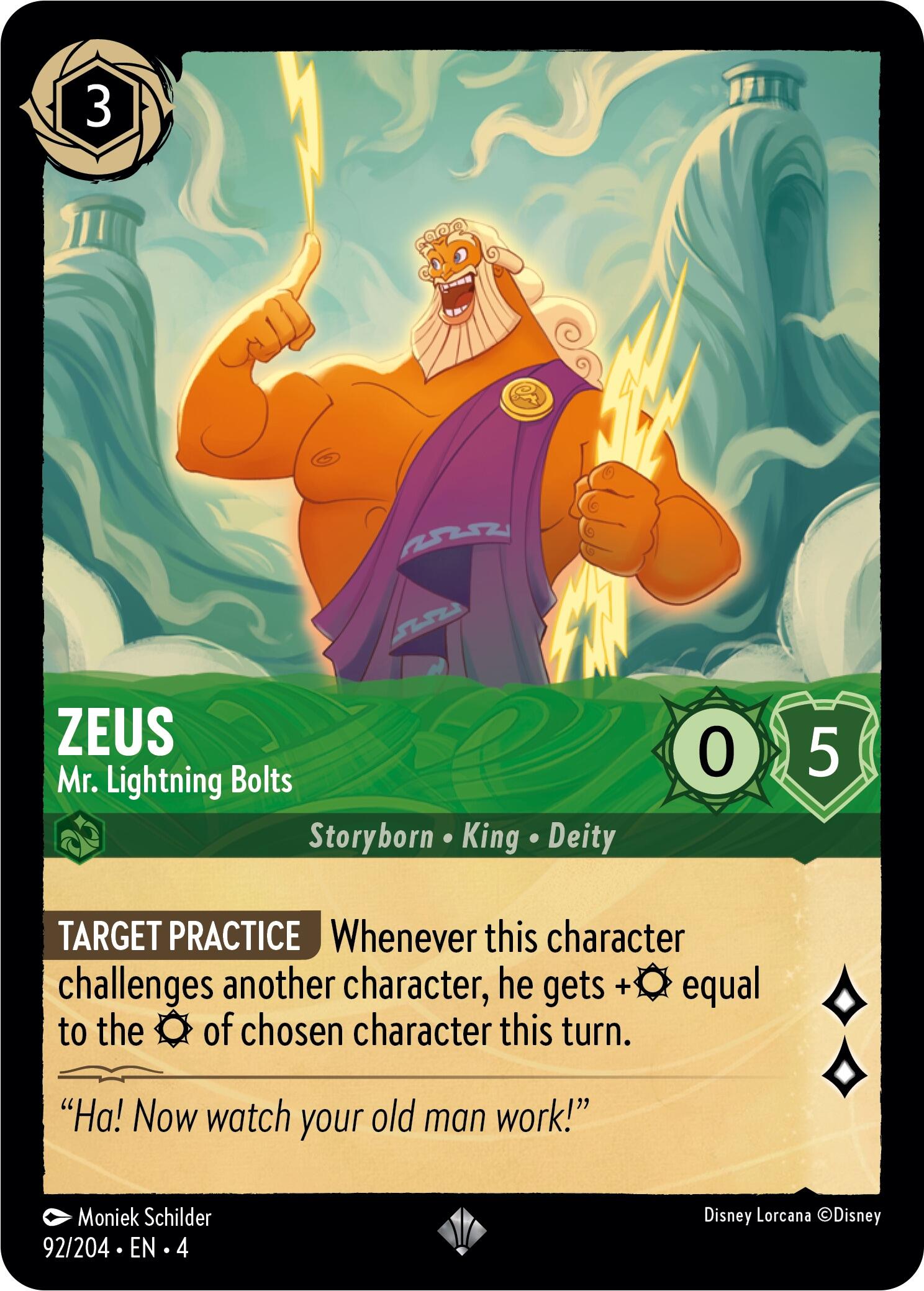 Zeus - Mr. Lightning Bolts (92/204) [Ursula's Return] Lorcana Single Disney    | Red Claw Gaming