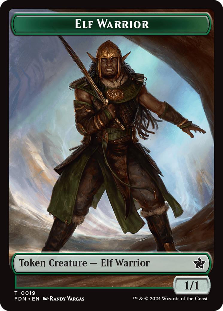 Emblem - Vivien Reid // Elf Warrior Double-Sided Token [Foundations Tokens] | Red Claw Gaming