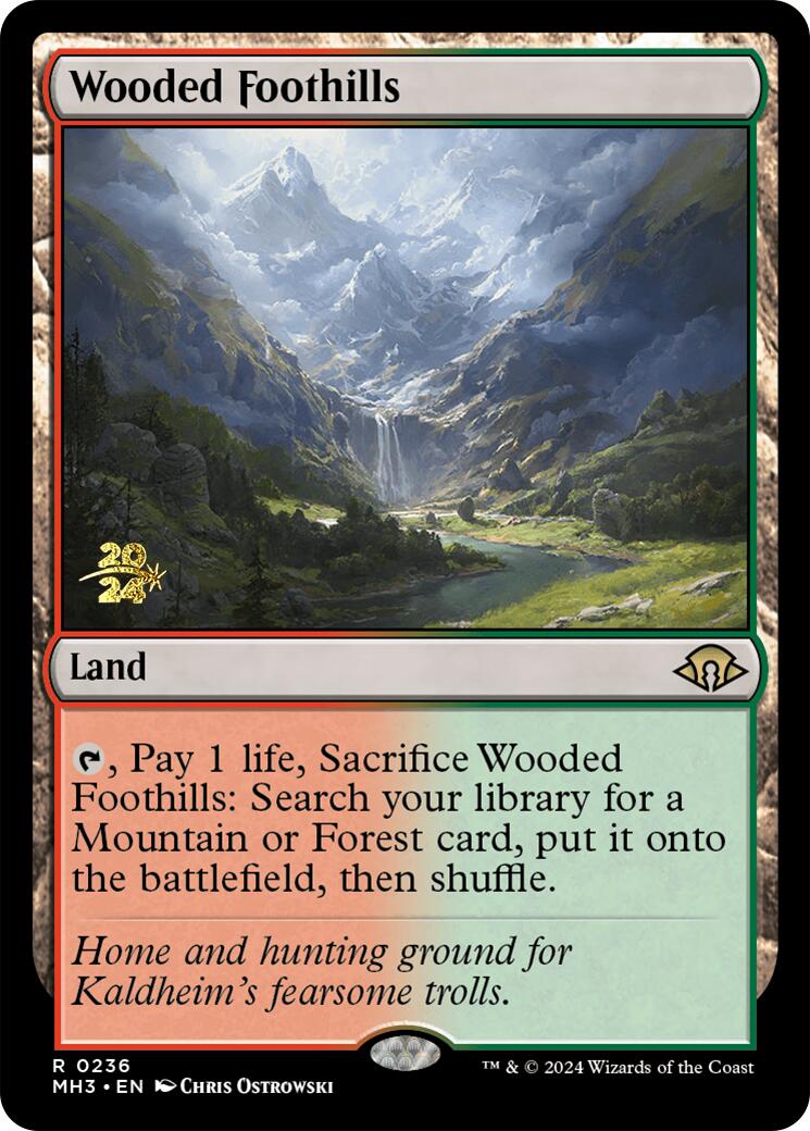 Wooded Foothills [Modern Horizons 3 Prerelease Promos] MTG Single Magic: The Gathering    | Red Claw Gaming