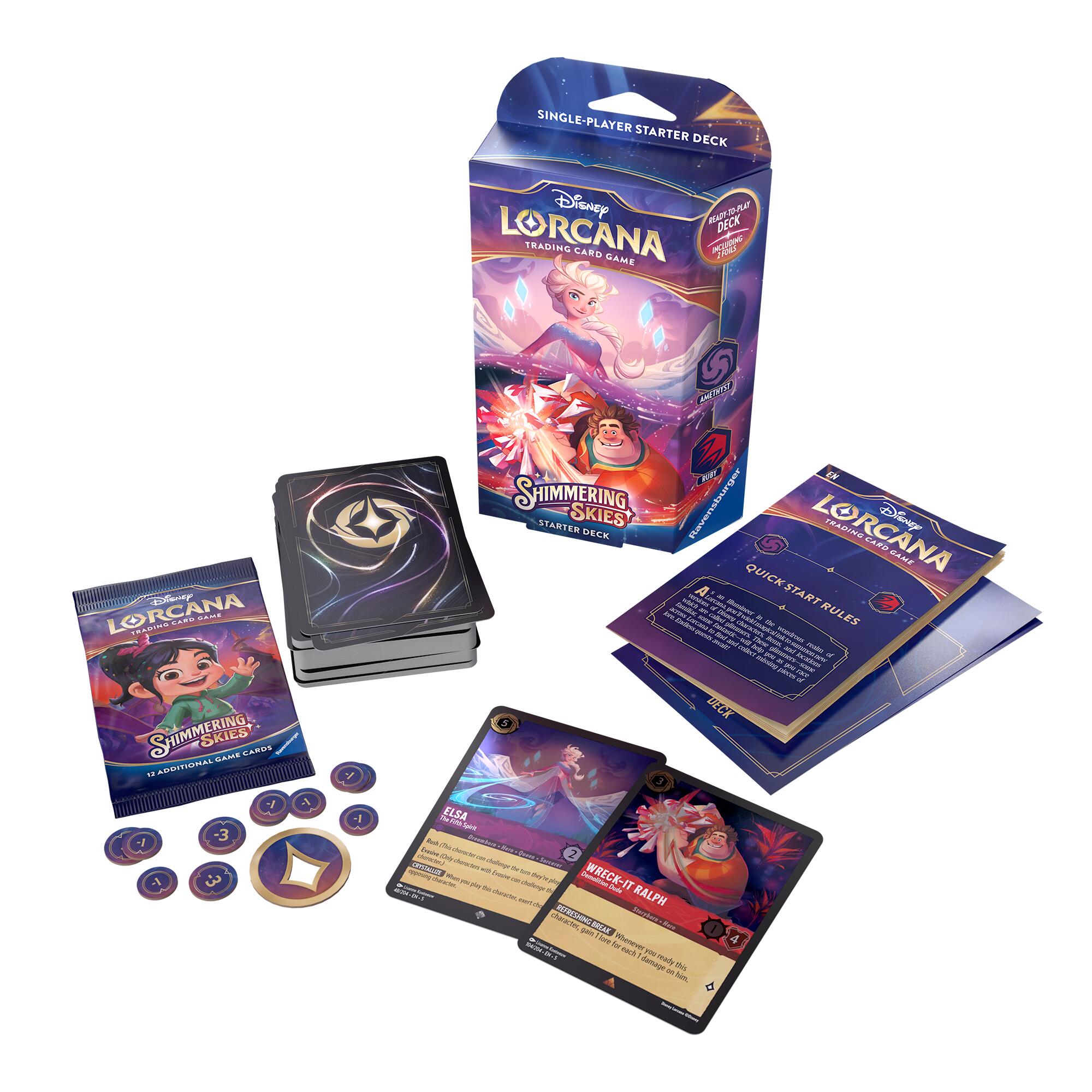 Disney Lorcana: Shimmering Skies - Starter Deck (Amethyst & Ruby) Lorcana Sealed Disney    | Red Claw Gaming