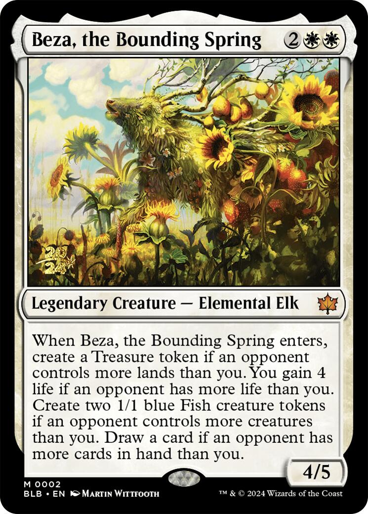 Beza, the Bounding Spring [Bloomburrow Prerelease Promos] MTG Single Magic: The Gathering    | Red Claw Gaming