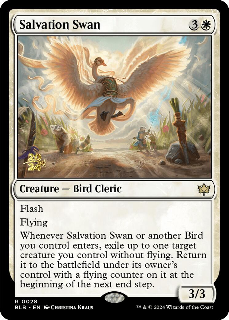 Salvation Swan [Bloomburrow Prerelease Promos] MTG Single Magic: The Gathering    | Red Claw Gaming