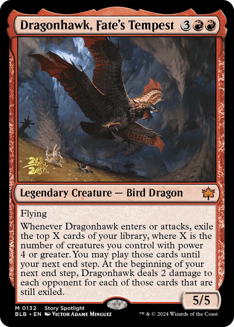 Dragonhawk, Fate's Tempest [Bloomburrow Prerelease Promos] MTG Single Magic: The Gathering    | Red Claw Gaming