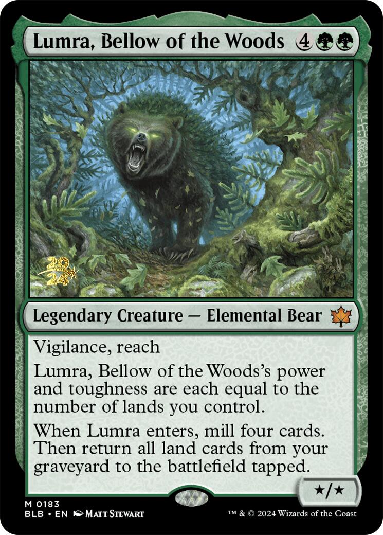 Lumra, Bellow of the Woods [Bloomburrow Prerelease Promos] MTG Single Magic: The Gathering    | Red Claw Gaming