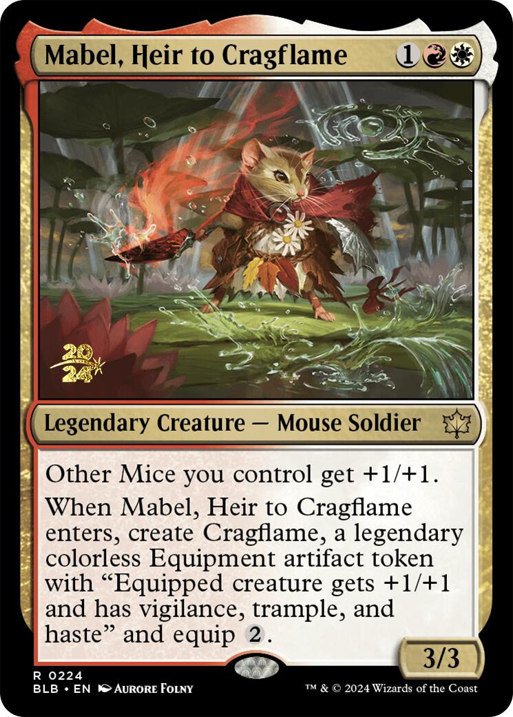 Mabel, Heir to Cragflame [Bloomburrow Prerelease Promos] MTG Single Magic: The Gathering    | Red Claw Gaming