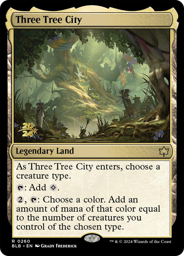 Three Tree City [Bloomburrow Prerelease Promos] MTG Single Magic: The Gathering    | Red Claw Gaming