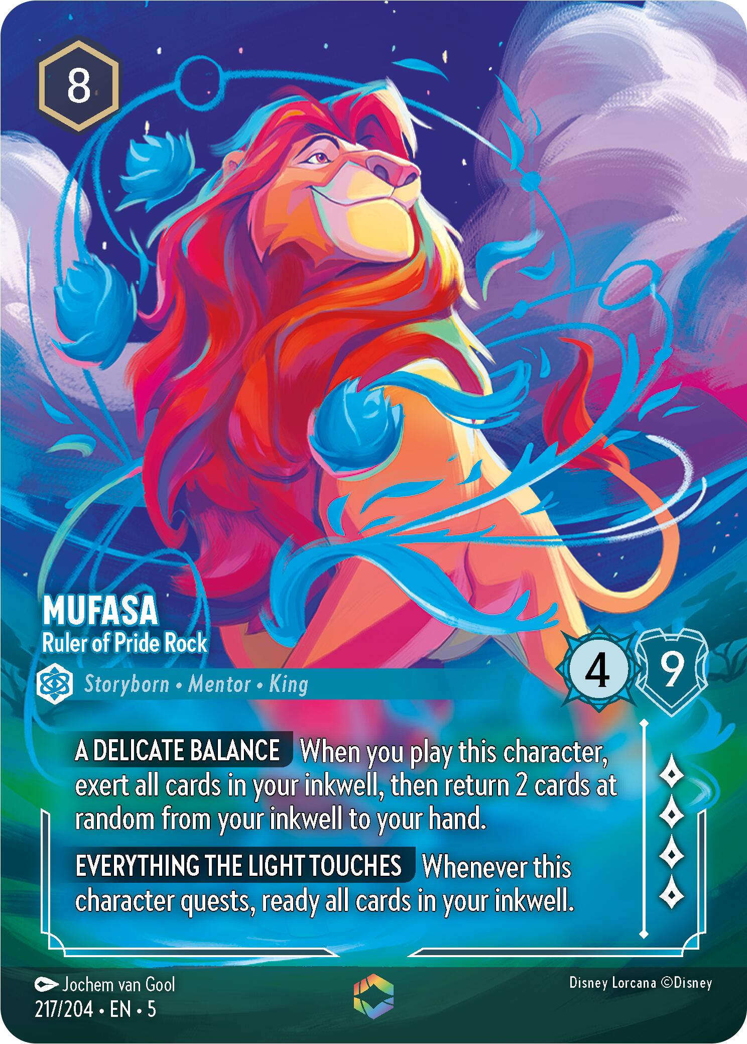 Mufasa - Ruler of Pride Rock (Enchanted) (217/204) [Shimmering Skies] Lorcana Single Disney    | Red Claw Gaming