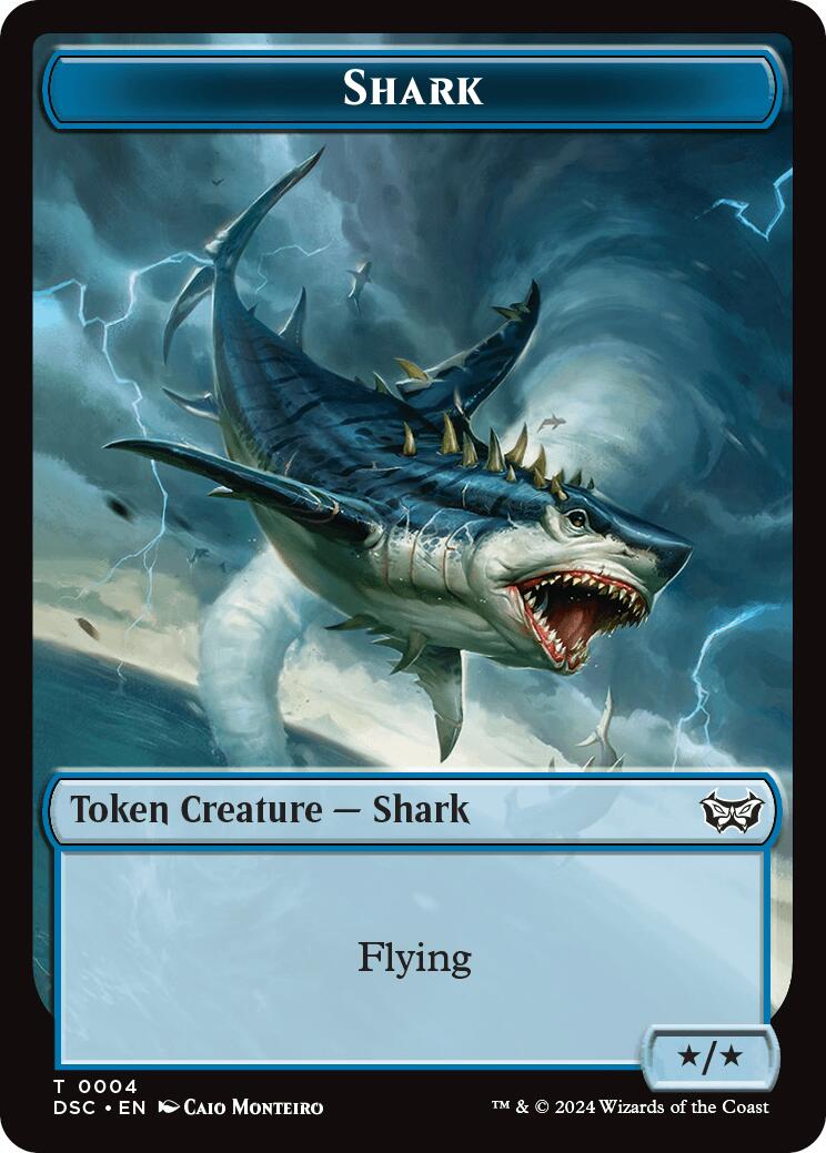 Shark // Copy Double-Sided Token [Duskmourn: House of Horror Commander Tokens] MTG Single Magic: The Gathering    | Red Claw Gaming